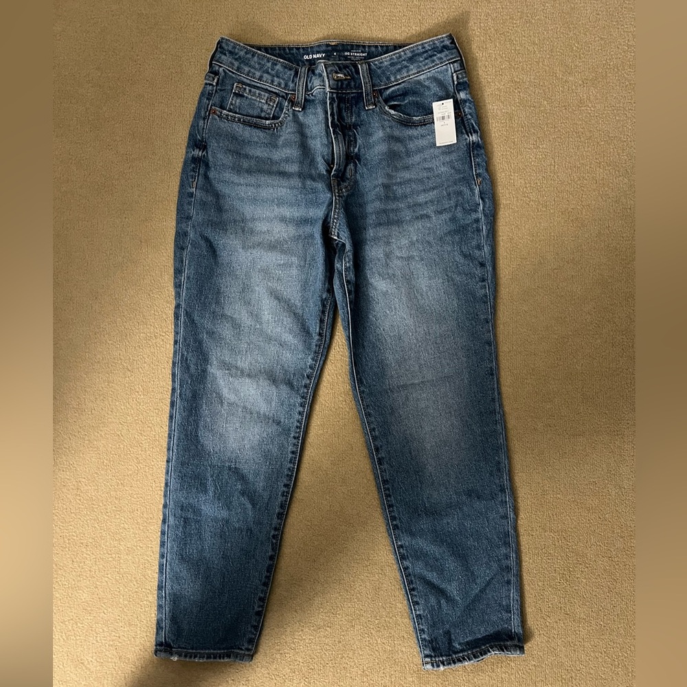 NWT High rise medium wash straight jeans